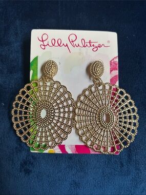 Lilly Pulitzer Gold Lace Circle Drop Earrings
